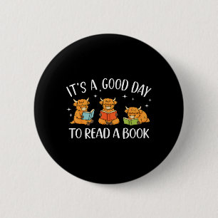 Macaron Rond 5 Cm C'est une bonne journée pour lire un livre vache d