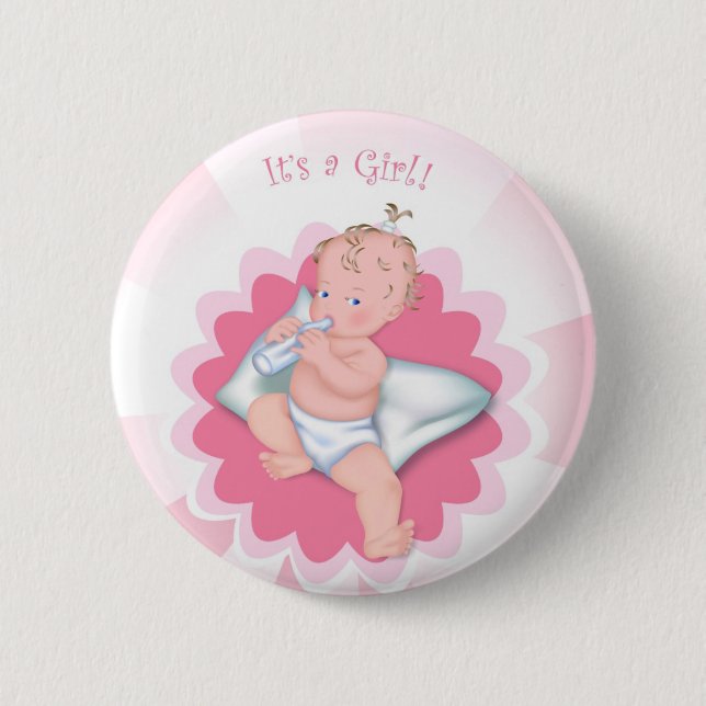 Macaron Rond 5 Cm "C'est une fille !" (Devant)