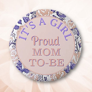 Macaron Rond 5 Cm C'est une fille ! Bouton Fier Maman-to-be