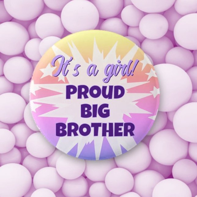 Macaron Rond 5 Cm C'est une fille ! Fier Big Brother Button (Créateur téléchargé)