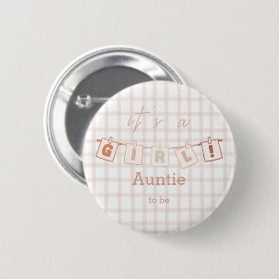 Macaron Rond 5 Cm C'est une fille Mignonne Gingham Notedry Tante à v