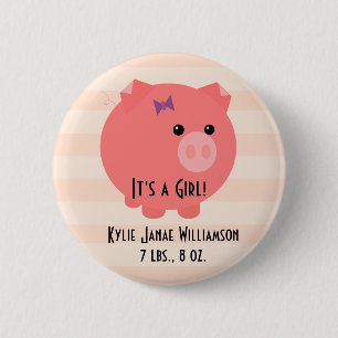 Macaron Rond 5 Cm C'est une fille ! Pin