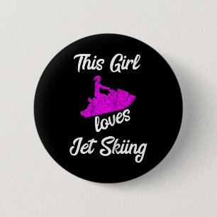 Macaron Rond 5 Cm Cette fille adore conduire un jet ski sur l'eau en