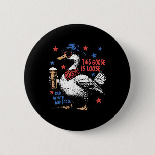 Macaron Rond 5 Cm Cette oie est lâchée Rouge Blanc & Booze 4 Juillet