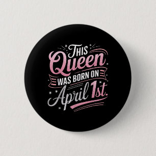 Macaron Rond 5 Cm Cette Reine est Née le 1er Avril Anniversaire Pois