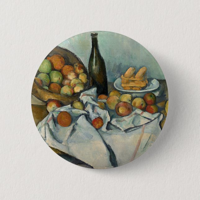 Macaron Rond 5 Cm Cezanne Panier Pommes Impressionnisme Art (Devant)