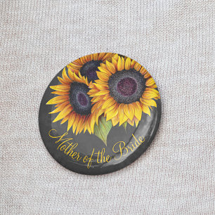 Macaron Rond 5 Cm Chalet de tournesol rustique mère de la mariée