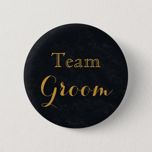 Macaron Rond 5 Cm Chalkboard Blackboard Gold Mariage Team Groom (Devant)