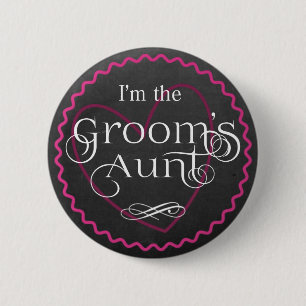 Macaron Rond 5 Cm Chalkboard Pink Heart Mariage   La tante de Groom