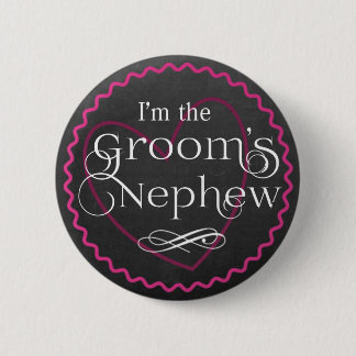 Macaron Rond 5 Cm Chalkboard Pink Heart Mariage | Nephew de Groom