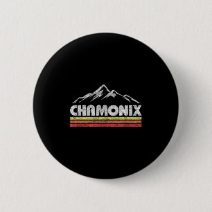 Macaron Rond 5 Cm Chamonix vintage Retro Mountain Mens Femen Souven