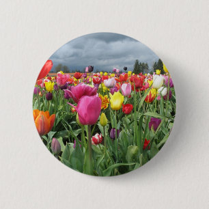 Macaron Rond 5 Cm Champ de tulipes