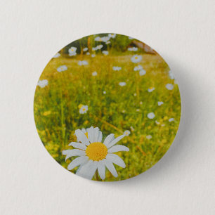 Macaron Rond 5 Cm Champ scandinave estival en fleurs