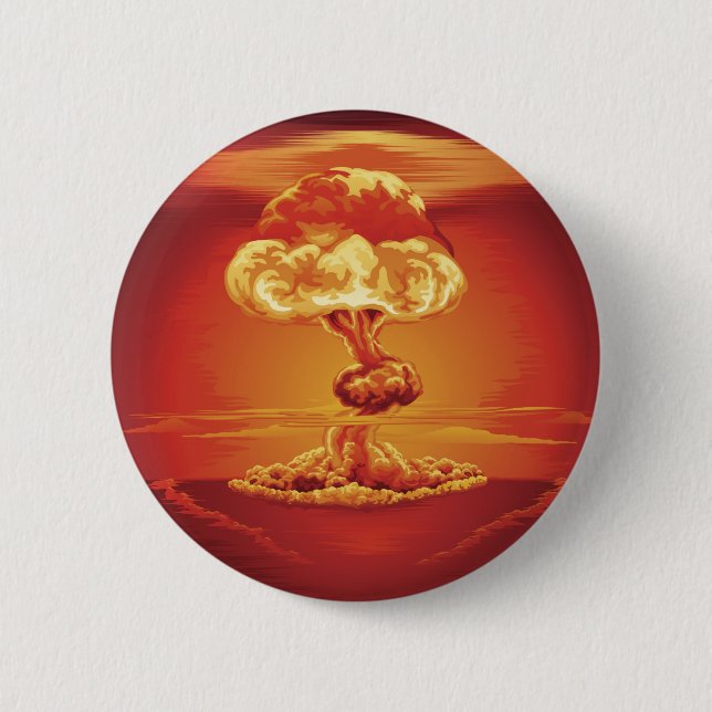 Macaron Rond 5 Cm Champignon atomique d'explosion nucléaire (Devant)