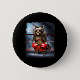 Macaron Rond 5 Cm Champion de boxe Raccoon Fighter