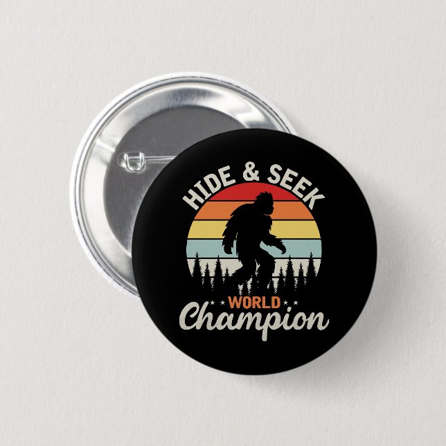 Macaron Rond 5 Cm Champion du Monde de Cache-Cache de Bigfoot (Devant & derrière)