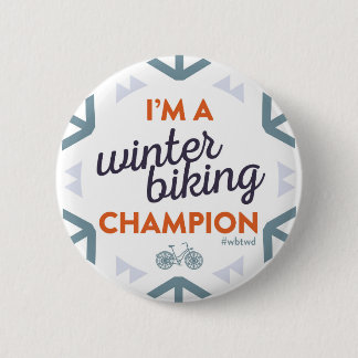 Macaron Rond 5 Cm Champion faisant du vélo d'hiver - grand Pin