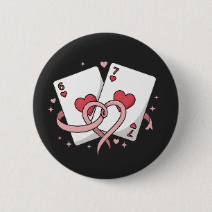 Macaron Rond 5 Cm Chanceux en amour : Vintage 6 & 7 de Cœur Romantiq