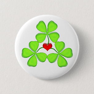 Macaron Rond 5 Cm chanceux shamrock trèfle irlandais à quatre feuill