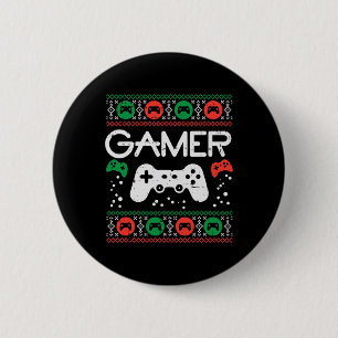 Macaron Rond 5 Cm Chandail de Noël moche Retro Jeu Vidéo de Noël Gar
