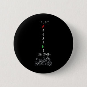 Macaron Rond 5 Cm Changement de vitesse de moto un en bas cinq en ha