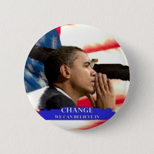 Macaron Rond 5 Cm Changement d'Obama (Devant)