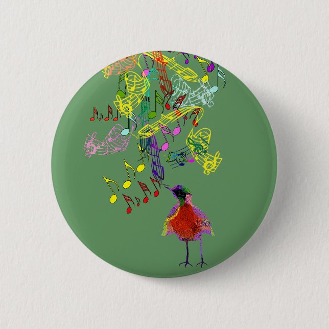 Macaron Rond 5 Cm Chant d'oiseaux (Devant)