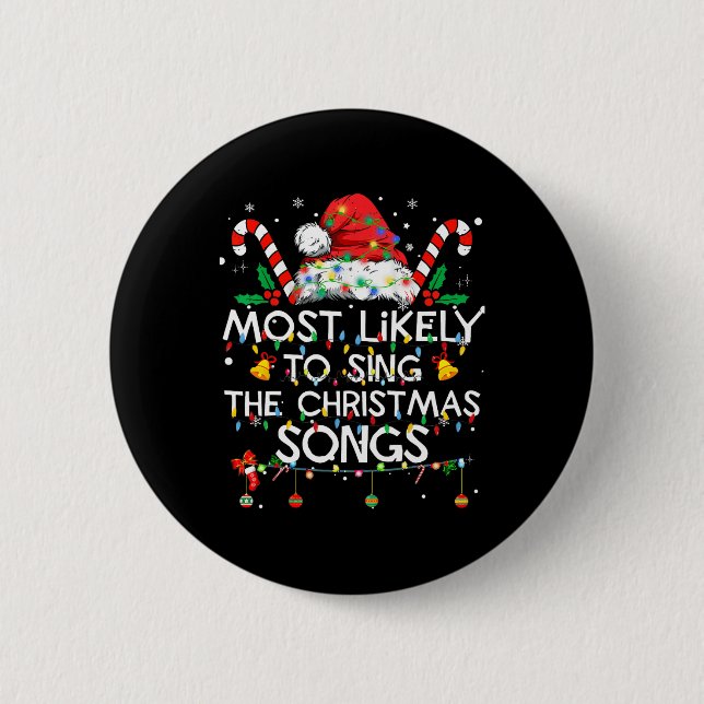 Macaron Rond 5 Cm Chanter Chansons De Noël Fami De Noël (Devant)