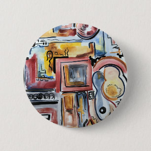 Macaron Rond 5 Cm Chanter Dans La Cuisine-Art Abstrait Aquarelle