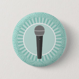 Macaron Rond 5 Cm Chanteur Fun Turquoise Swirl