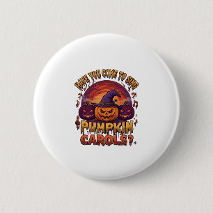Macaron Rond 5 Cm Chants de Citrouille Halloween Citrouilles Chapeau