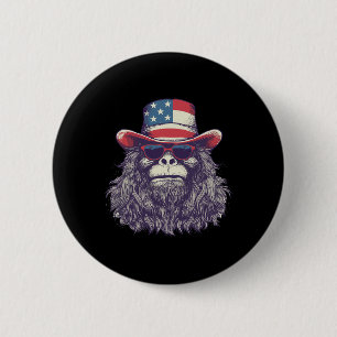 Macaron Rond 5 Cm Chapeau Bigfoot Drapeau Américain 4 Juillet Patrio