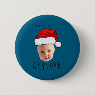 Macaron Rond 5 Cm Chapeau de Père Noël visage de bébé Photo de Noël