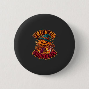 Macaron Rond 5 Cm Chapeau de sorcière de citrouille d'Halloween Tric