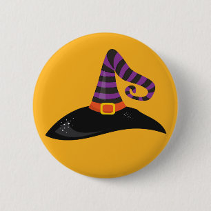 Macaron Rond 5 Cm Chapeau de sorcière Halloween orange noir violet d