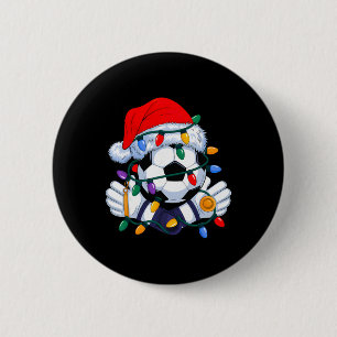 Macaron Rond 5 Cm Chapeau de sport de Noël Soccer Xmas Santa Hommes