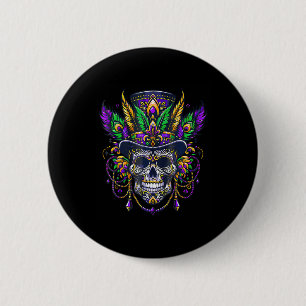 Macaron Rond 5 Cm Chapeau Haut de Forme Crâne Mardi Gras Docteur Sor