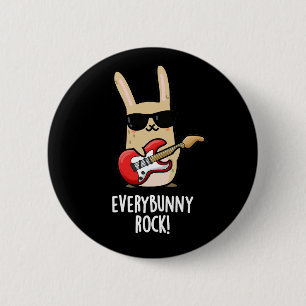 Macaron Rond 5 Cm Chaque Lapin Rock Drôle Animal Rabbit Pun Dark BG
