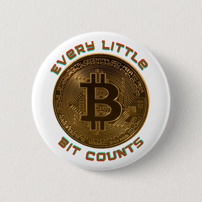 Macaron Rond 5 Cm Chaque petit Bit compte Bitcoin Bouton (Devant)