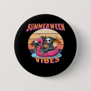 Macaron Rond 5 Cm Char de Flamant rose Summerween Vibes Grim Reaper