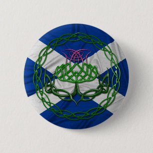 Macaron Rond 5 Cm Chardon Et Drapeau De Noeud Céleste