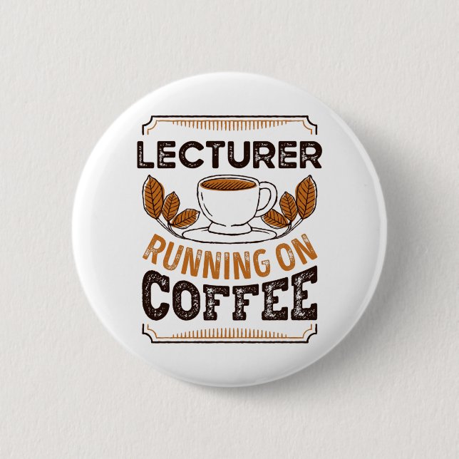Macaron Rond 5 Cm Chargé de cours sur Café Caffeine Cadeau (Devant)