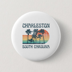 Macaron Rond 5 Cm Charleston Plage de Caroline du Sud Vacances été V