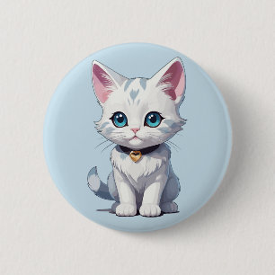 Macaron Rond 5 Cm Charmante conception de chats blancs