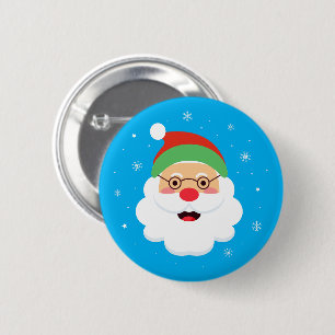 Macaron Rond 5 Cm Charme Jolly Claus   Bouton Santa illustré