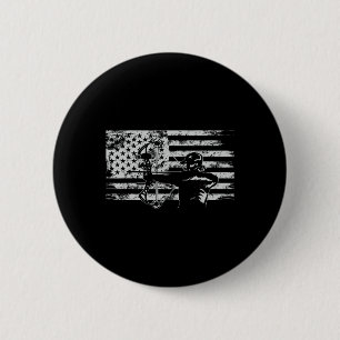Macaron Rond 5 Cm Chasse Archer Drapeau Américain Bowhunting Hunter