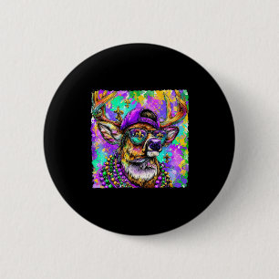 Macaron Rond 5 Cm Chasse au cerf Mardi Gras Buck La Nouvelle-Orléans