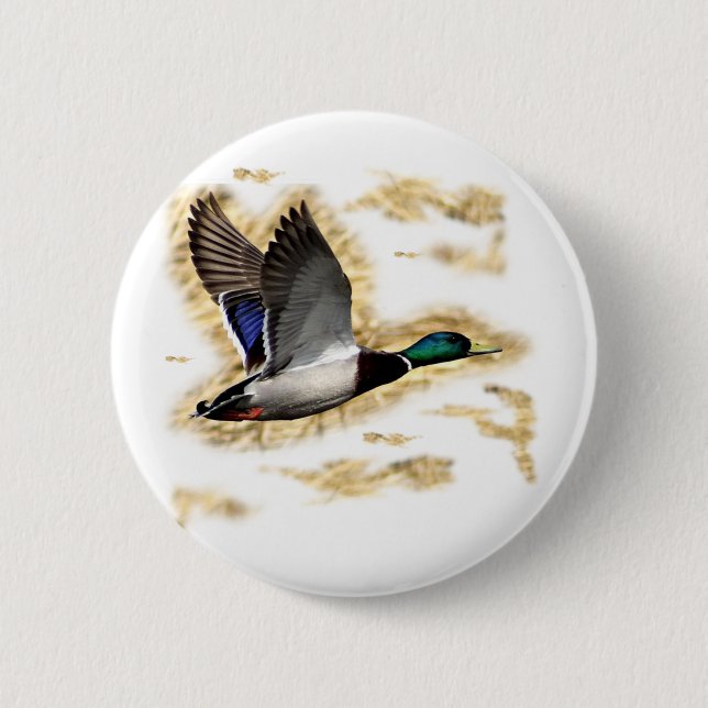 Macaron Rond 5 Cm Chasse de canard de Mallard (Devant)