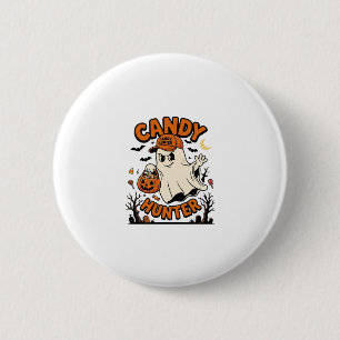 Macaron Rond 5 Cm Chasseur de bonbons Halloween Fantôme Citrouille S