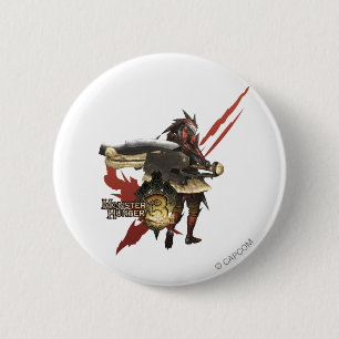 Macaron Rond 5 Cm Chasseur féminin avec la hache de commutateur,